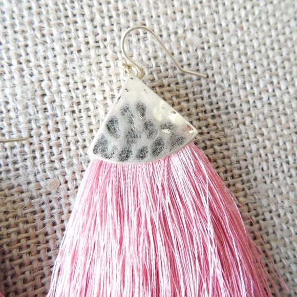 TWO pairs cute pink cream gold tassel earrings - Picture 5 of 5